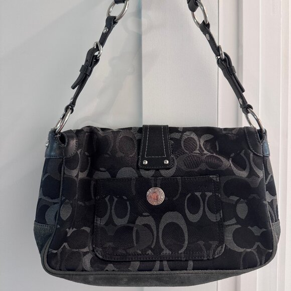 VINTAGE Coach SOHO Shoulder Bag Black and Gray Optic Signature - Picture 3 of 9